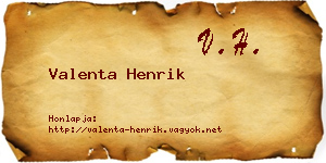 Valenta Henrik névjegykártya